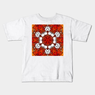 Dot Mandala Flower Orange White and Red Kids T-Shirt